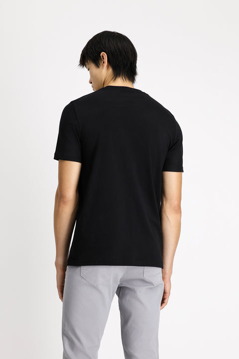 Black Eco-Line Crew Neck Regular Fit Printed Cotton T-shirt
