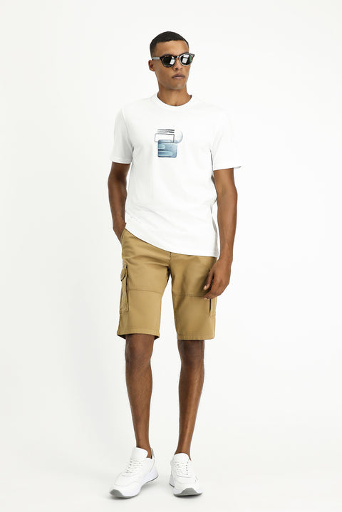 Off-White Eco-Line Crew Neck Regular Fit Printed Cotton T-Shirt