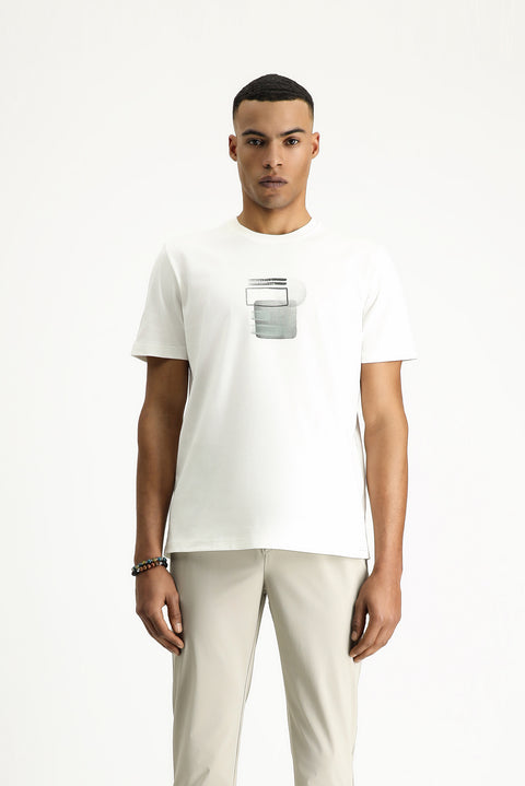 Off-White Eco-Line Crew Neck Regular Fit Printed Cotton T-Shirt