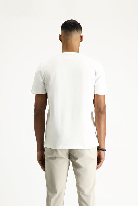 Off-White Eco-Line Crew Neck Regular Fit Printed Cotton T-Shirt