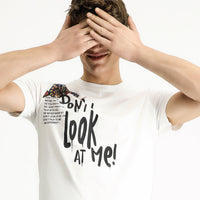 White Crew Neck Regular Fit Printed Cotton T-shirt