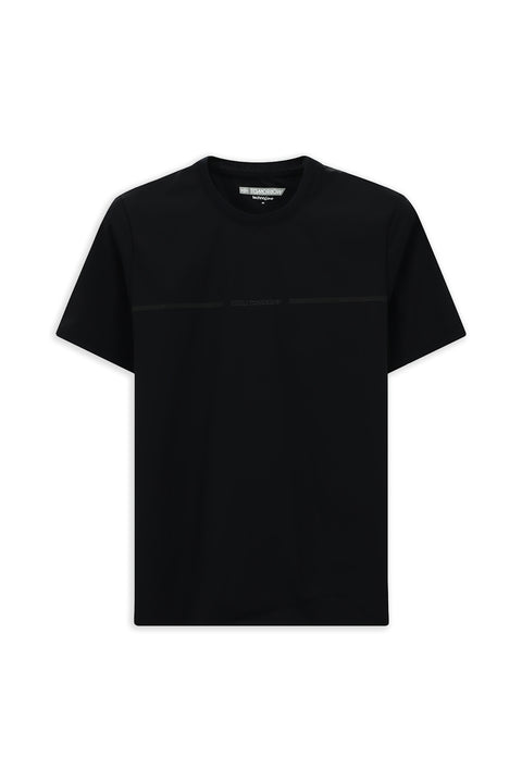 Dark Navy Techno-Line Crew Neck Regular Fit Printed Lycra T-shirt