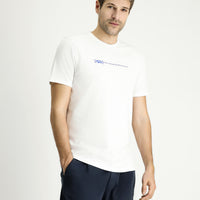 White Crew Neck Slim Fit Printed Cotton T-shirt