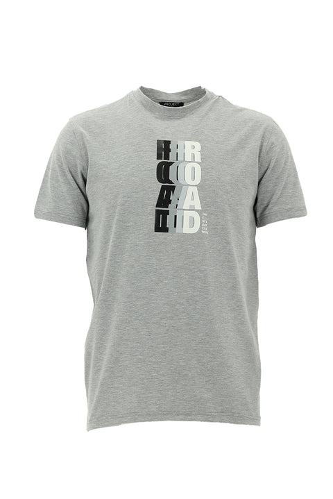 Orta Gri Bisiklet Yaka Slim Fit Dar Kesim Tişört