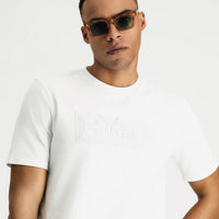 White Crew Neck Printed Slim Fit Cotton T-Shirt