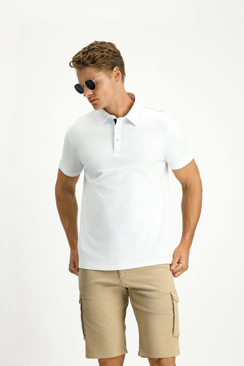 White Regular Fit Cotton Polo Shirt