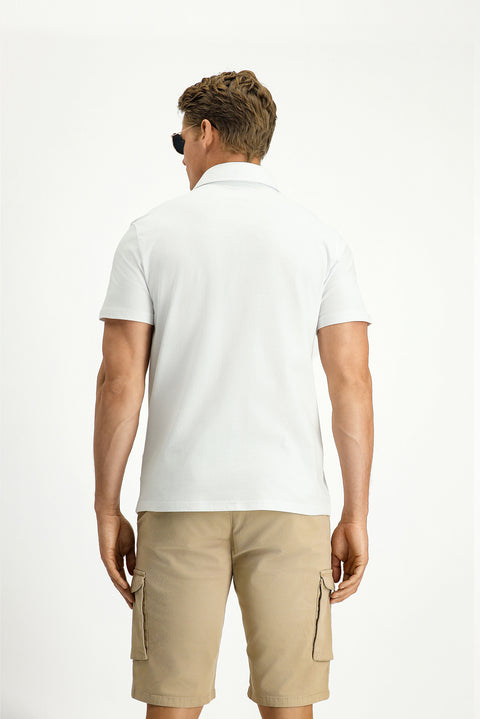 White Regular Fit Cotton Polo Shirt