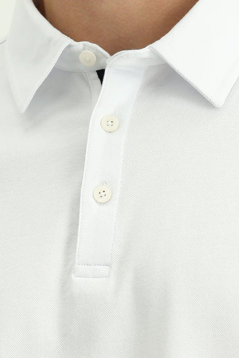 White Regular Fit Cotton Polo Shirt