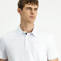White Regular Fit Cotton Pocket Polo Shirt