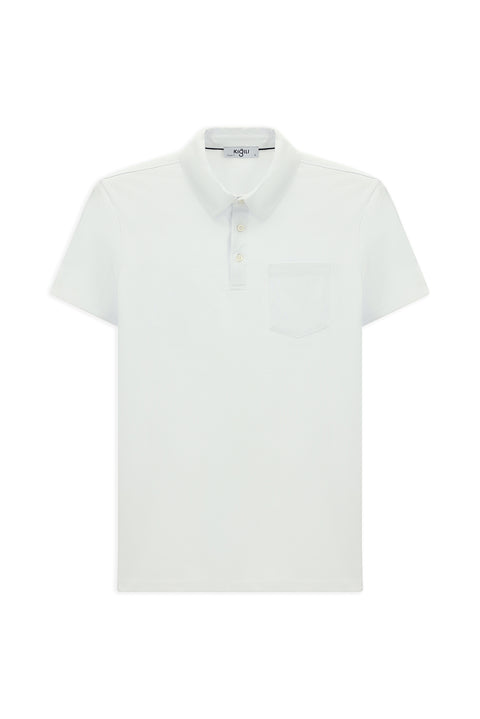White Regular Fit Cotton Pocket Polo Shirt