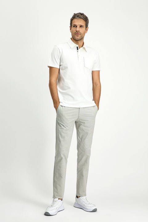 Off-white Regular Fit Cotton Polo Shirt with Pockets