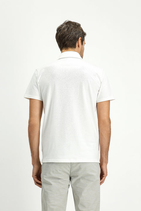 Off-white Regular Fit Cotton Polo Shirt with Pockets