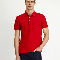 Dark Red Regular Fit Cotton Pocket Polo Shirt