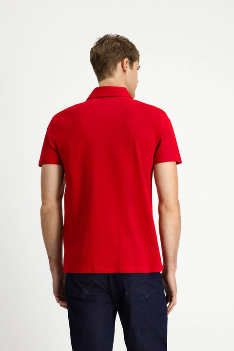 Dark Red Regular Fit Cotton Pocket Polo Shirt
