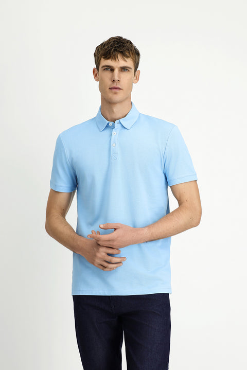 Blue Regular Fit Cotton Polo Shirt