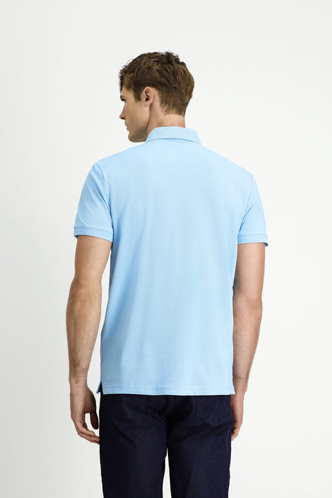 Blue Regular Fit Cotton Polo Shirt