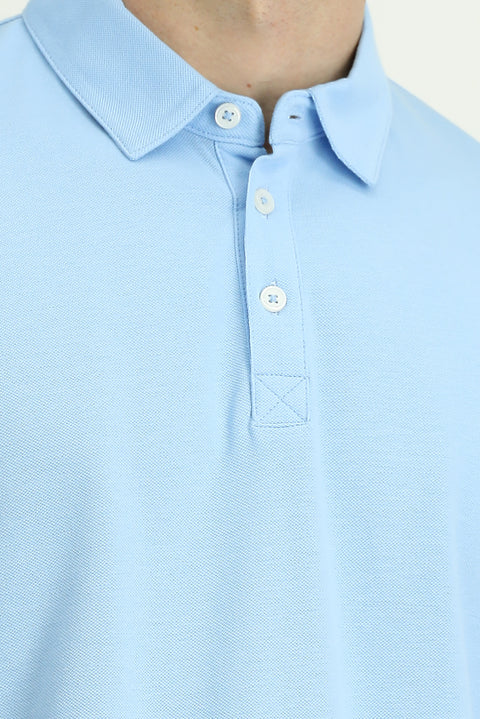 Blue Regular Fit Cotton Polo Shirt