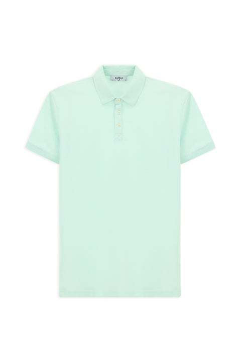 Mint Green Regular Fit Cotton Polo Shirt