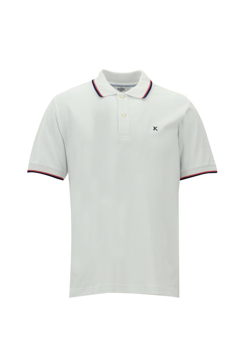 White Polo Collar Regular Fit Cotton T-shirt