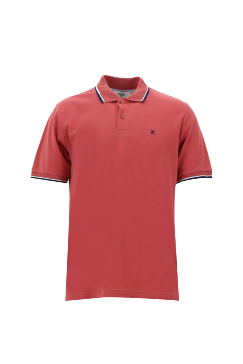 Light Red Polo Collar Regular Fit Cotton T-Shirt