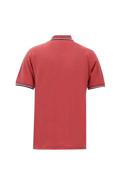 Light Red Polo Collar Regular Fit Cotton T-Shirt