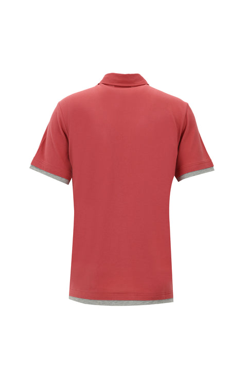 Light Red Polo Collar Regular Fit T-shirt