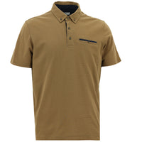 Medium Brown Regular Fit Patterned Cotton Polo Shirt