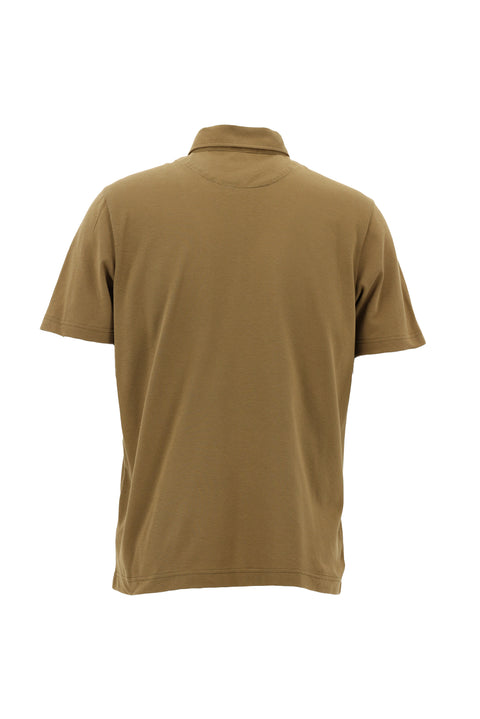 Medium Brown Regular Fit Patterned Cotton Polo Shirt