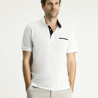 White Regular Fit Patterned Cotton Polo Shirt