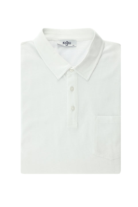 White Regular Fit Cotton Pocket Polo Shirt