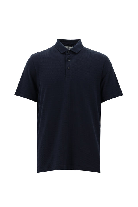Dark Navy Polo Collar Regular Fit Cotton T-shirt