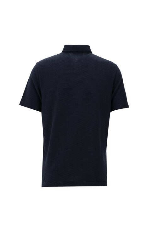 Dark Navy Polo Collar Regular Fit Cotton T-shirt