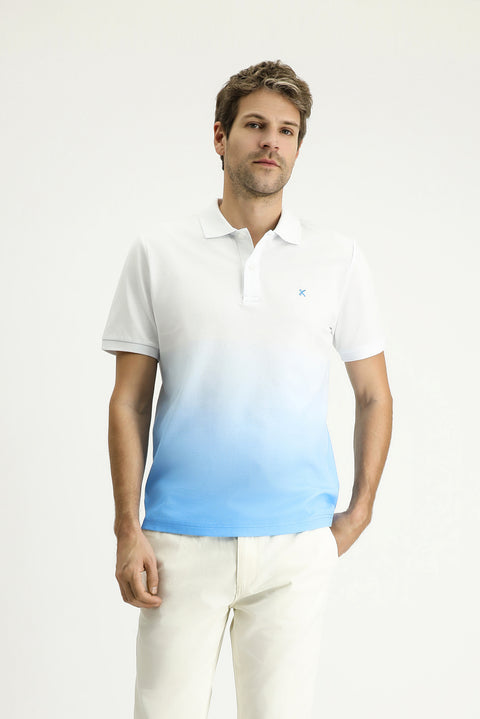 Dark Blue Regular Fit Patterned Embroidered Cotton Polo Shirt