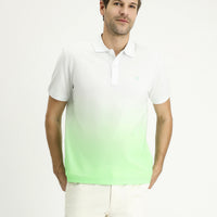 Grass Green Regular Fit Patterned Embroidered Cotton Polo Shirt