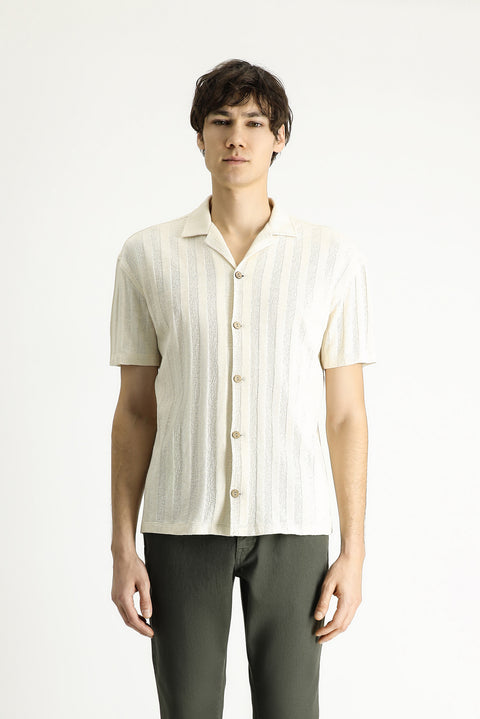 Off-white Apache Collar Oversize Patterned Cotton Shirt T-shirt