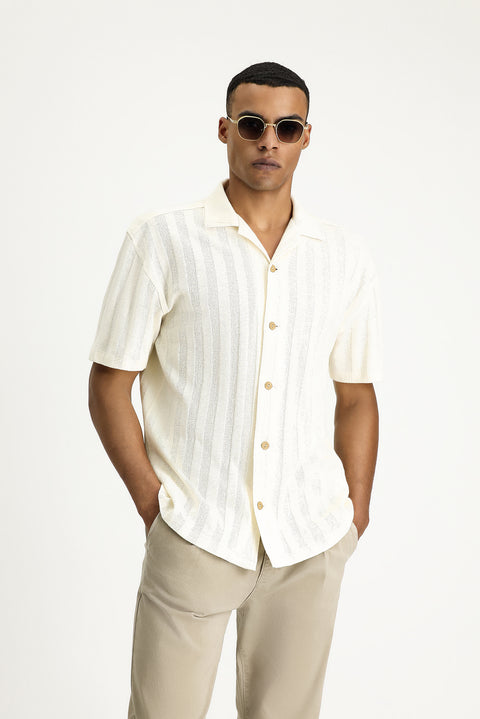 Off-white Apache Collar Oversize Patterned Cotton Shirt T-shirt