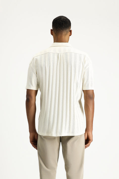 Off-white Apache Collar Oversize Patterned Cotton Shirt T-shirt