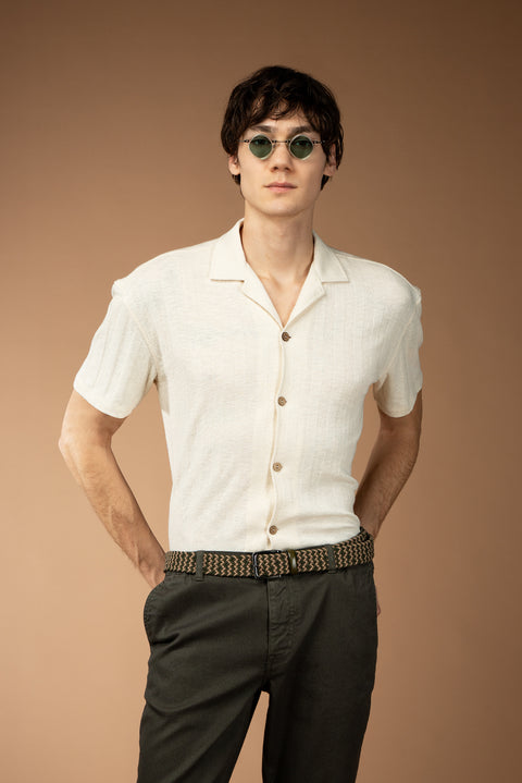 Off-white Apache Collar Oversize Patterned Cotton Shirt T-shirt