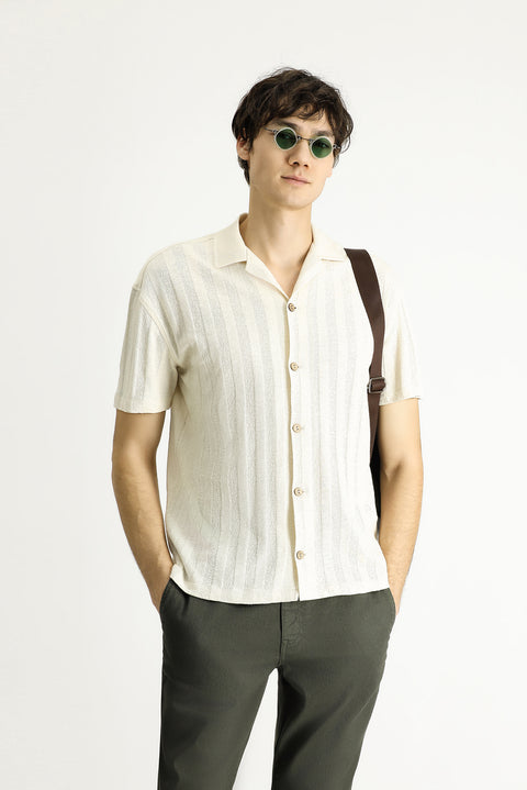 Off-white Apache Collar Oversize Patterned Cotton Shirt T-shirt