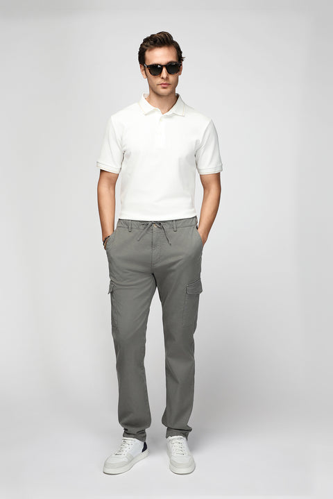 Off-white Polo Collar Regular Fit Patterned Cotton T-shirt