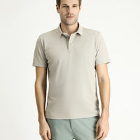 Medium Mink Polo Collar Regular Fit Patterned Cotton T-Shirt