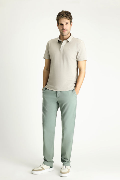 Medium Mink Polo Collar Regular Fit Patterned Cotton T-Shirt