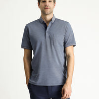 Medium Navy Polo Collar Regular Fit Cotton T-shirt