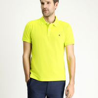 Lime Slim Fit Embroidered Cotton Polo Shirt
