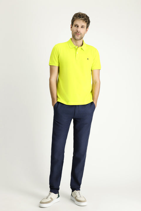 Lime Slim Fit Embroidered Cotton Polo Shirt