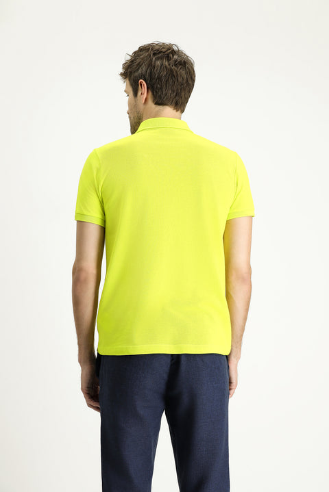 Lime Slim Fit Embroidered Cotton Polo Shirt