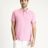 Medium Pink Slim Fit Embroidered Cotton Polo Shirt