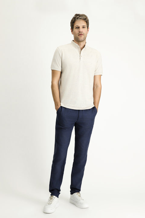 Taş Polo Yaka Slim Fit Dar Kesim Desenli Tişört