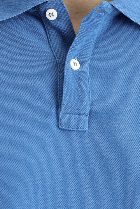 Indigo Slim Fit Embroidered Cotton Polo Shirt