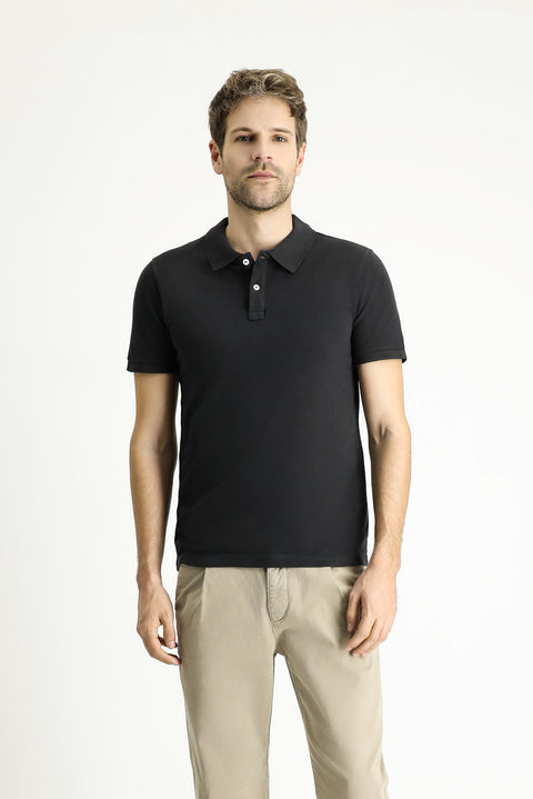 Dark Anthracite Slim Fit Embroidered Cotton Polo Shirt